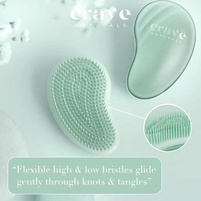 Crave Naturals Detangling Hair Brush Large Turquoise – Glide Thru Hair Detangler Brush for Women, Kids & Toddlers – Gentle Scalp Care, No-Pain Tangle-Free Hairbrush for All Hair Types