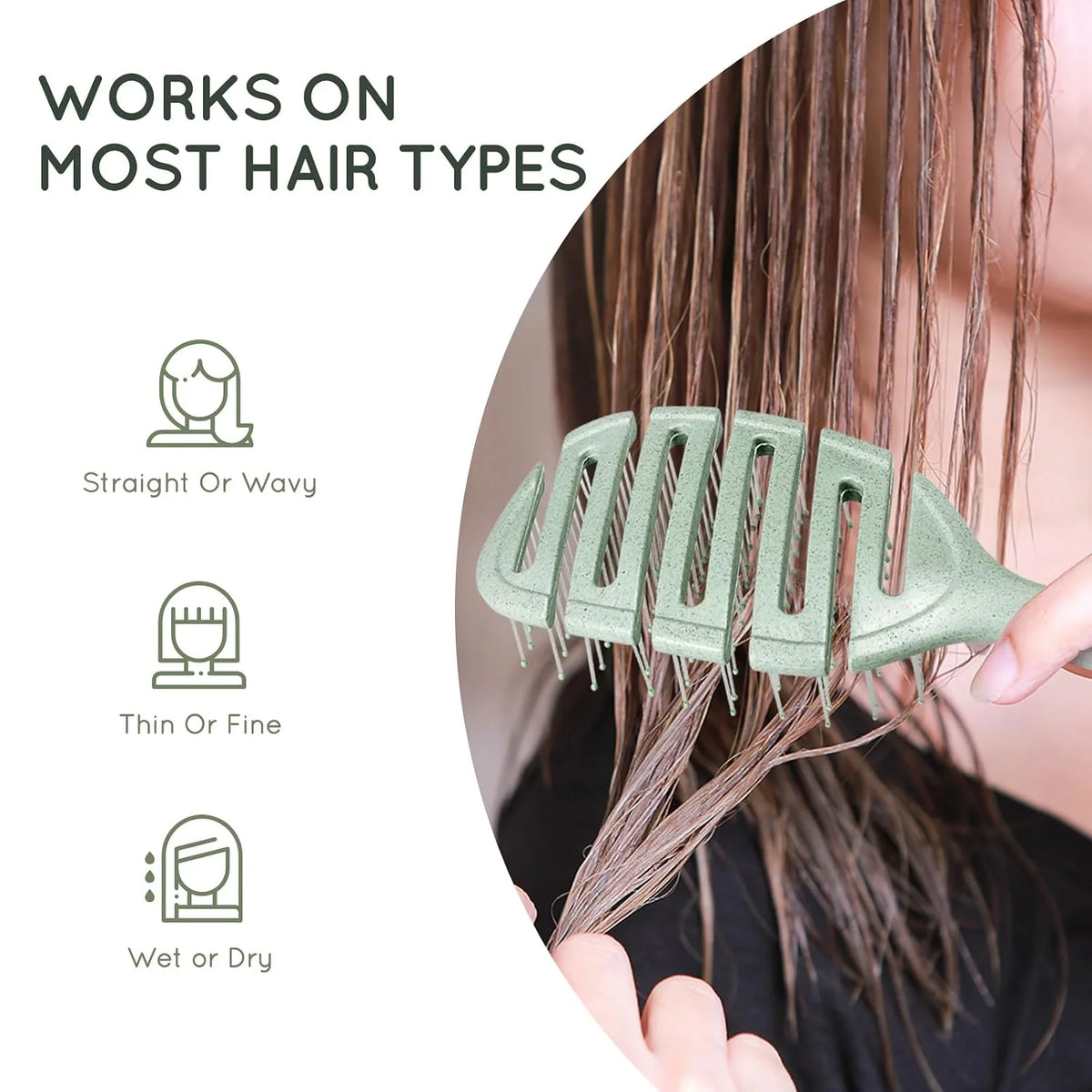 Detangler Hairbrush, Soft Bristle Detangling Brush,Quick Smoothing(Natural)
