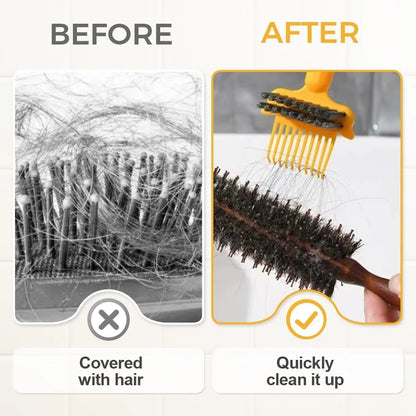 2-in-1 Hair Brush Cleaner Tool, Effortlessly Removes Hair & Dust from Combs, Mini Cleaning Rake with Pick & Bristles for Home and Salon Use (Green)