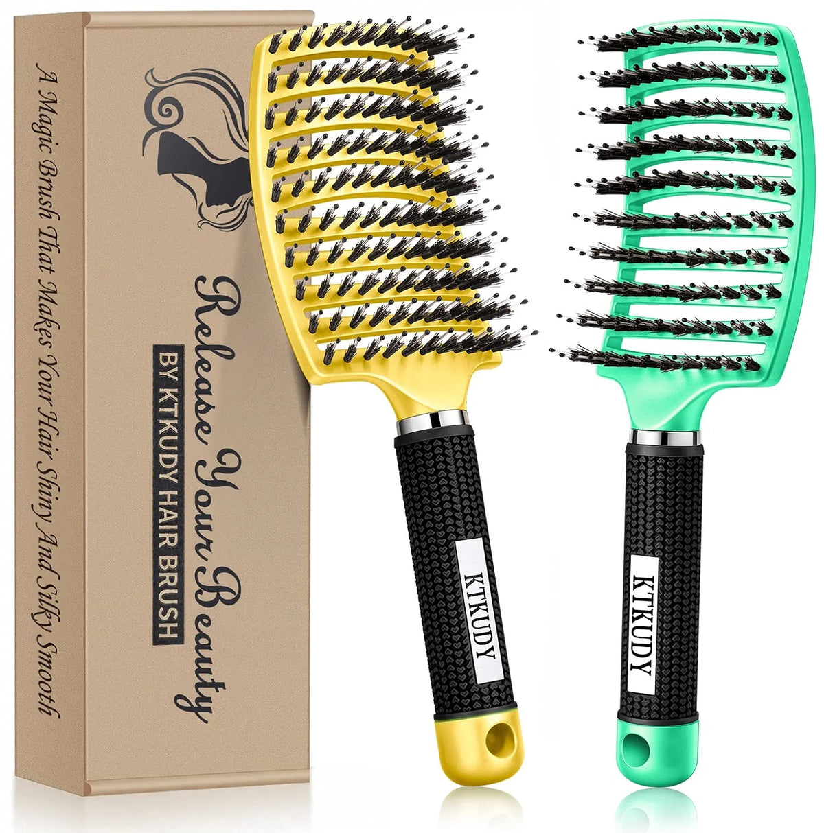 2 Pack Detangling Brushes for Women & Kids, Wet & Dry Hair, All Hair Types