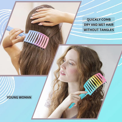 2 Pack Detangling Brush Getting Knots Out without Pain Adds Shine and Makes Hair Smooth,Detangler Boar Bristle Hair Brush for Adult & Kids Wet or Dry Hair(Green&Pink)