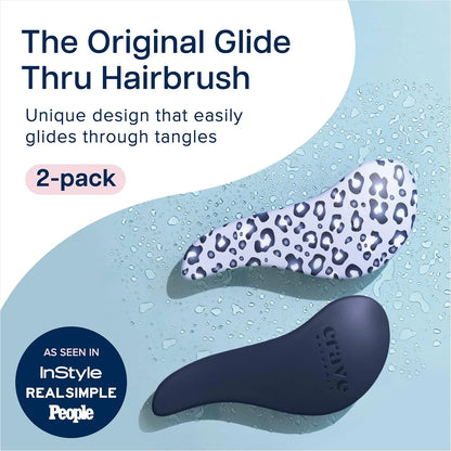 Crave Naturals Biggie Glide Thru Hair Brush - Detangler Brush for Curly, Straight, Wet or Dry Hair - Gentle Detangling Brushes for Adults, Kids, Toddlers - Hair Accessories for Women, 8.4x3.4" - Black