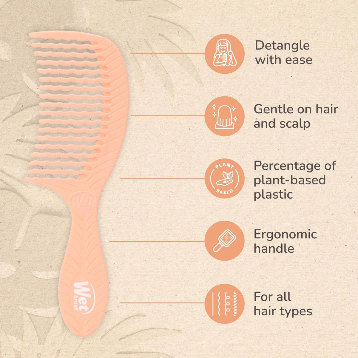 Wet Brush Go Green Charcoal Infused Treatment Comb - Wide Tooth Hair Detangler with WaveTooth Design that Gently and Glides Through Tangles - No Split Ends and No Damage