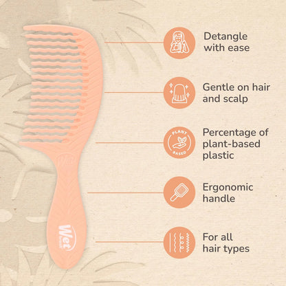 Wet Brush Go Green Charcoal Infused Treatment Comb - Wide Tooth Hair Detangler with WaveTooth Design that Gently and Glides Through Tangles - No Split Ends and No Damage