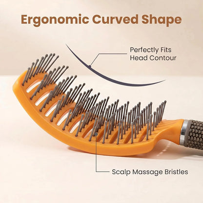 Curved Vented Hair Brush,Detangler Brush Faster Blow Drying for Women, Men