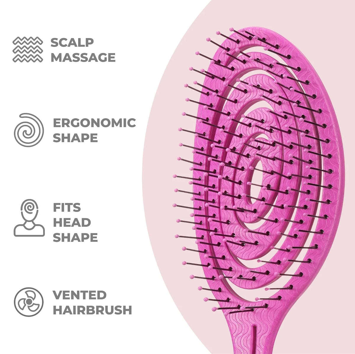 Ninabella Detangler Brush - No Tangle Hair Brush for Women, Fine, Thick and Long Hair - Hairbrush for Wet and Dry Hair, Gentle on the Scalp - Light Blue