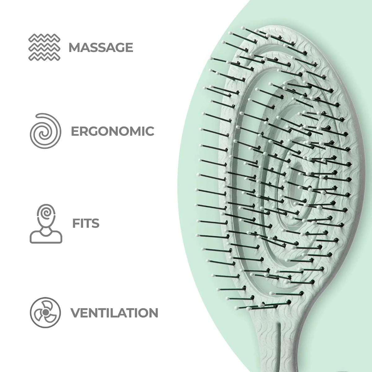 Ninabella Detangler Brush - No Tangle Hair Brush for Women, Fine, Thick and Long Hair - Hairbrush for Wet and Dry Hair, Gentle on the Scalp - Light Blue