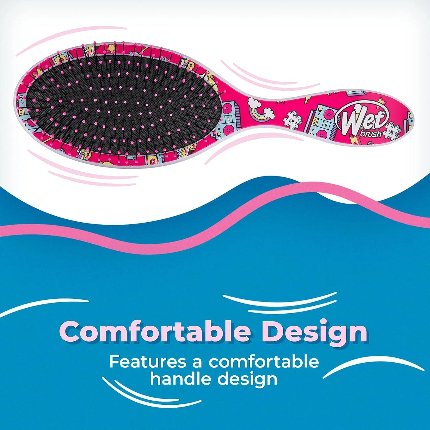 Wet Brush Disney Original Detangler Brush Princess Wholehearted - Jasmine, Dark Purple - All Hair Types - Ultra-Soft IntelliFlex Bristles Glide Through Tangles with Ease