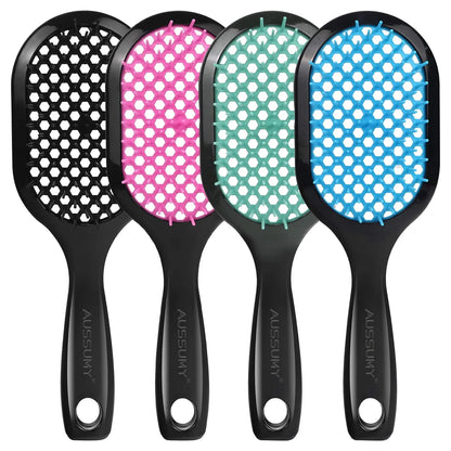 Vented Detangling Hair Brush - 2 Pack Detangler Hairbrush for Effortless Tangle Removal - Ultra-Soft Bristles -For Natural Curly Straight Wet Dry Damaged Hair for Women Men Kids