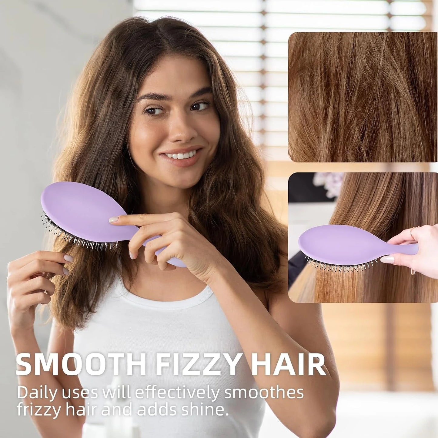 Boar Bristles Hair Brush for Women and Men, Detangling Hair Brush for Smoothing Massage Add Shine, Nylon&Boar Bristles Detangler brush for Hair Healthy (1 Pack-MintGreen)
