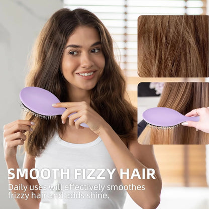 Boar Bristles Hair Brush for Women and Men, Detangling Hair Brush for Smoothing Massage Add Shine, Nylon&Boar Bristles Detangler brush for Hair Healthy (1 Pack-MintGreen)