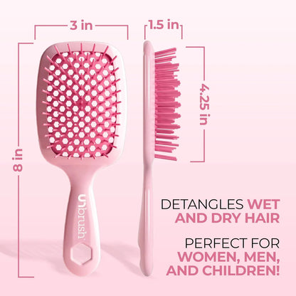 FHI Heat UNbrush Detangling Brush for Pain-Free Brushing on All Wet or Dry Hair Types — Durable DuoFlex Anti-Static Bristles, Lightweight Handle, Vented Hair Brush