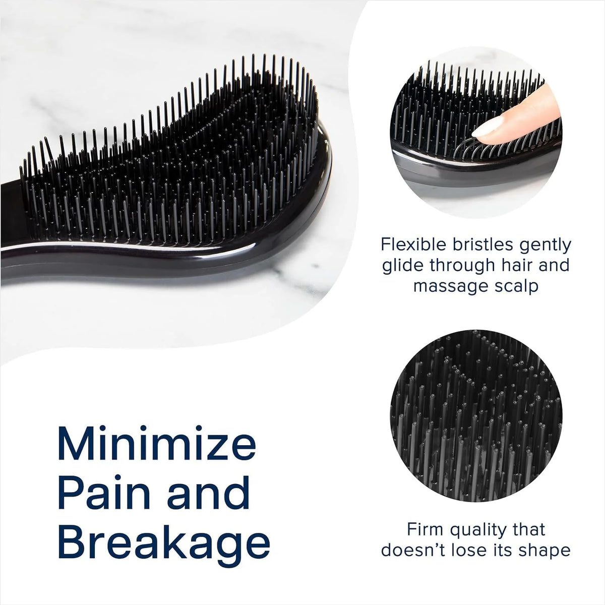 Crave Naturals Biggie Glide Thru Hair Brush - Detangler Brush for Curly, Straight, Wet or Dry Hair - Gentle Detangling Brushes for Adults, Kids, Toddlers - Hair Accessories for Women, 8.4x3.4" - Black