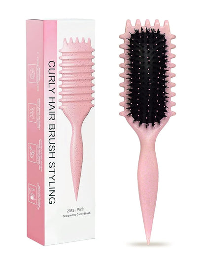 Blue Curl Defining Brush for Curly Hair – Detangling & Styling Brush for Women & Men, Defines 2A to 4C Curls, Reduces Frizz, Perfect for Wet & Dry Hair (Blue)