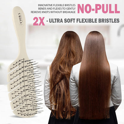 Fiora Naturals Detangler Brush for Wet and Dry Hair, Soft Detangling Brush