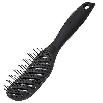 Vented Styling Brush with Ball-Tipped Bristles for Blow Drying Wet, Short, Curly, or Straight Hair for Men and Women (Black)