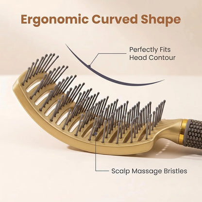 Curved Vented Hair Brush,Detangler Brush Faster Blow Drying for Women, Men