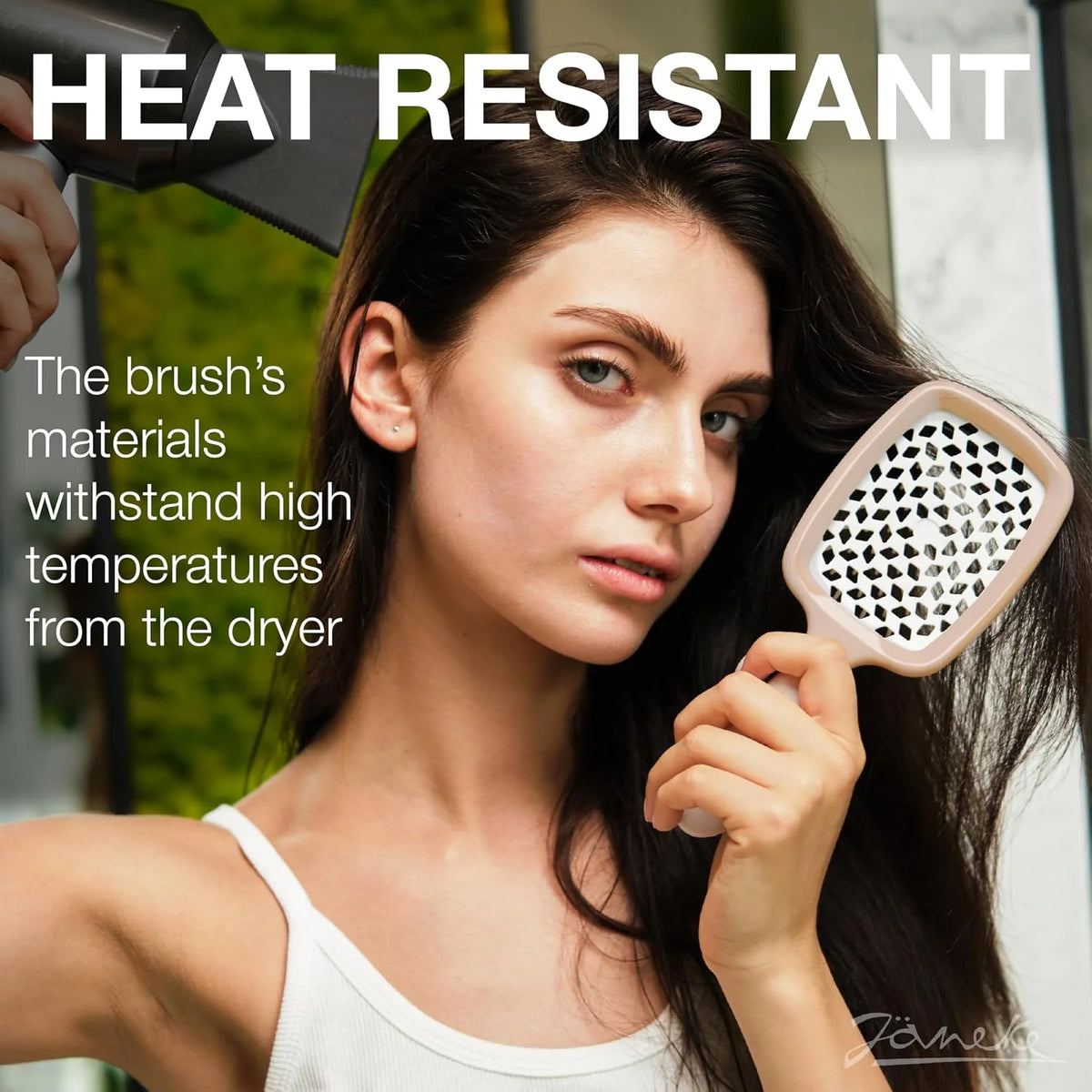 Janeke J-Brush Detangling Comb for Curly and Wavy Hair – Wide Tooth J-Shape Brush for Wet and Dry Use – Anti-Frizz, Lightweight and Gentle on Scalp – Made in Italy Professional Styling Tool (Black)