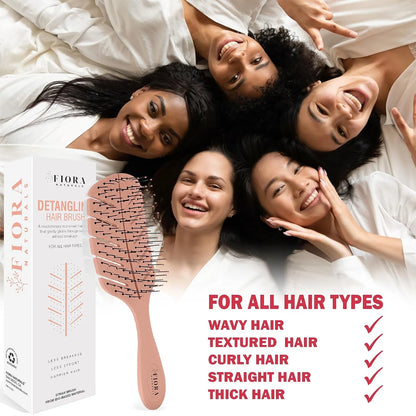 Fiora Naturals Detangler Brush for Wet and Dry Hair, Soft Detangling Brush