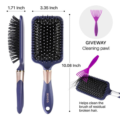 Purple Square Paddle Hair Brush for Women Men's Thin,Short,Thick,Long Hair