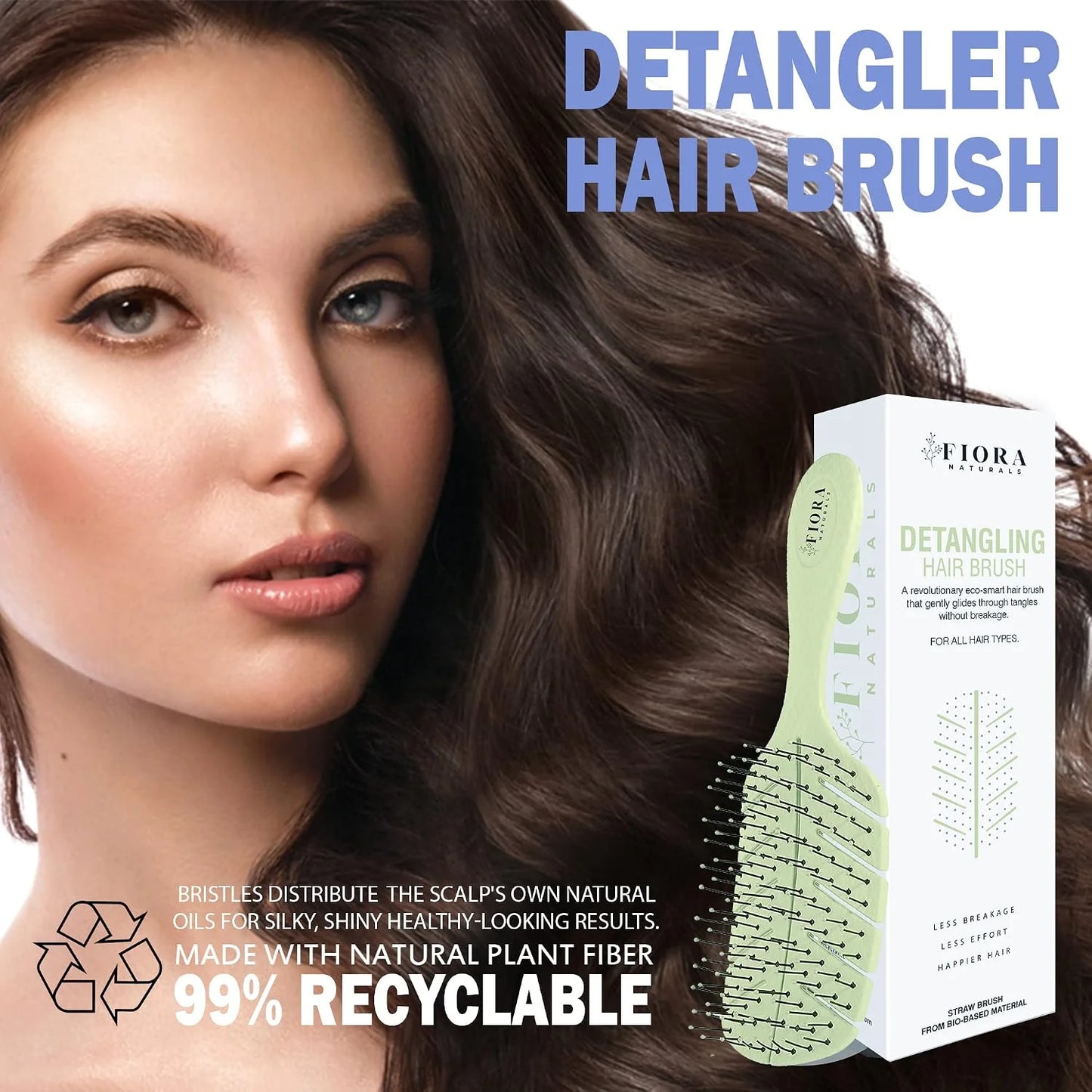 Fiora Naturals Detangler Brush for Wet and Dry Hair, Soft Detangling Brush