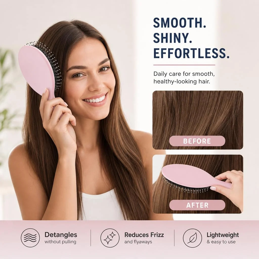Boar Bristles Hair Brush for Women and Men, Detangling Hair Brush for Smoothing Massage Add Shine, Nylon&Boar Bristles Detangler brush for Hair Healthy (1 Pack-MintGreen)