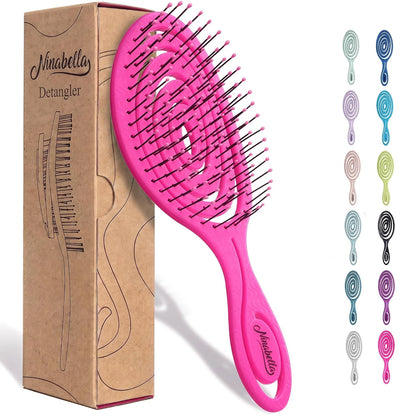 Ninabella Detangler Brush - No Tangle Hair Brush for Women, Fine, Thick and Long Hair - Hairbrush for Wet and Dry Hair, Gentle on the Scalp - Light Blue