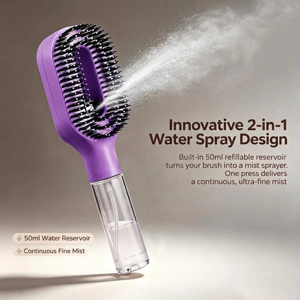 Water Spray Hair Brush for Kids, Detangling Spray Comb for Fine Hair 1Green