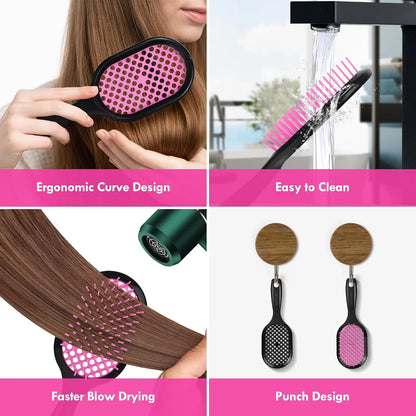 Vented Detangling Hair Brush - 2 Pack Detangler Hairbrush for Effortless Tangle Removal - Ultra-Soft Bristles -For Natural Curly Straight Wet Dry Damaged Hair for Women Men Kids
