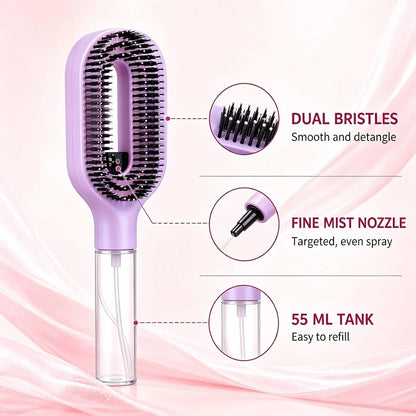 2-in-1 Hair Brush with Water Spray Mister, Fine Mist Spray Brush for Hair Detangling Wet & Dry, Liquid Spraying Hairbrush for Curly Thick Hair & Kids (Sky Blue)