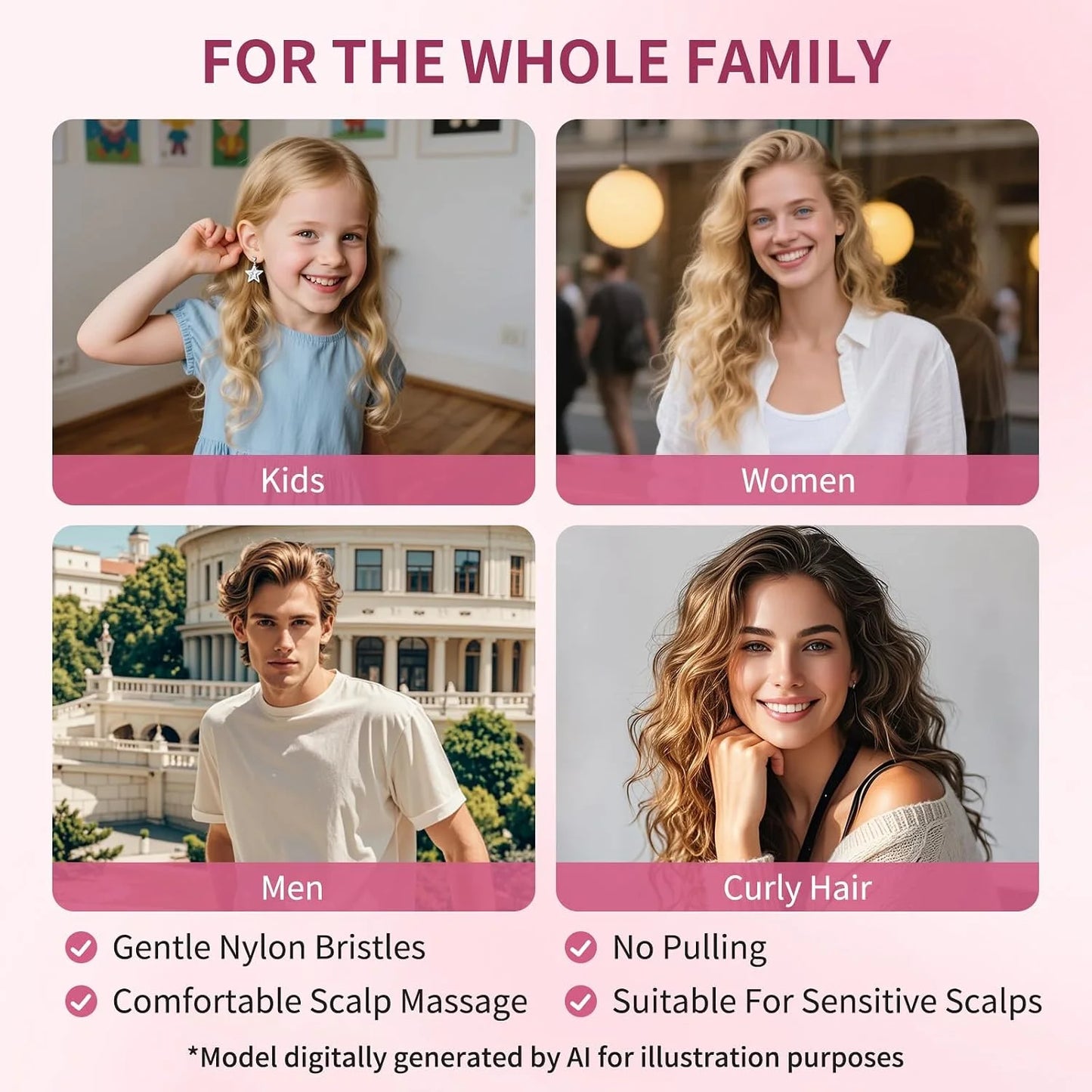 Hair Brush with Water Spray, 2-in-1 Misting Detangler for Curly Hair