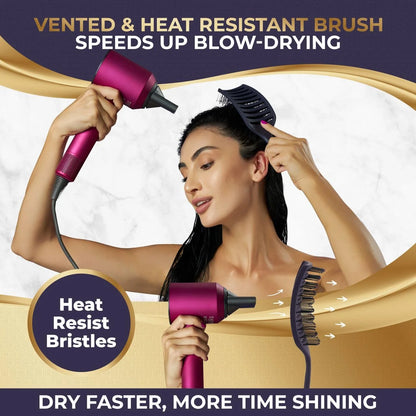 BEAUXSOI Vented Detangling Brush for Wet or Dry, Thick, Coily, and Curly Hair | Curved Vent Brush for Blow Drying