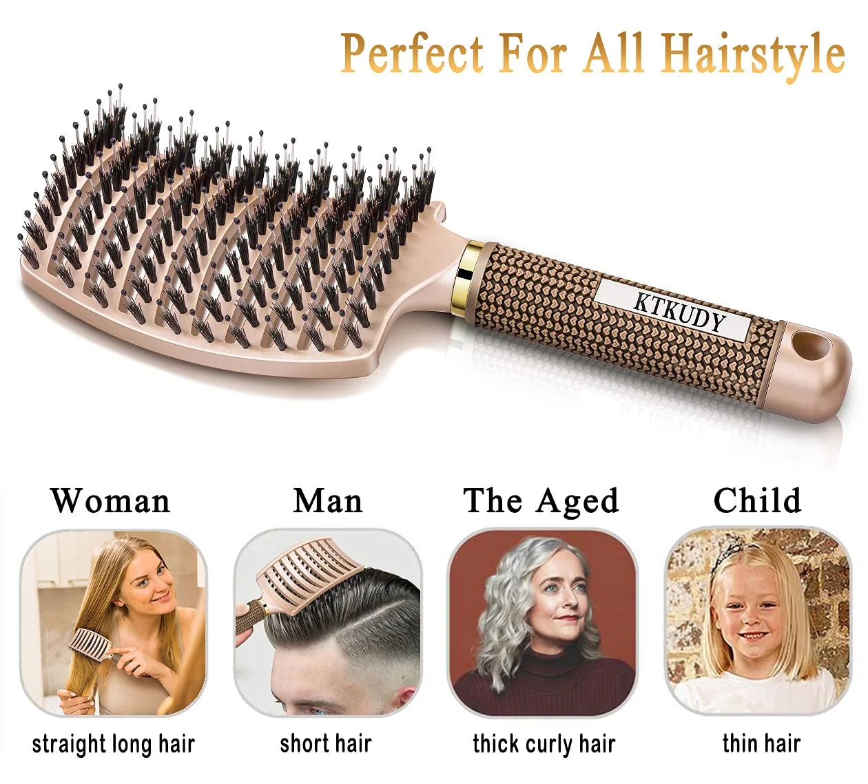 Detangling Brush for Women & Kids, Wet & Dry Hair, All Hair Types