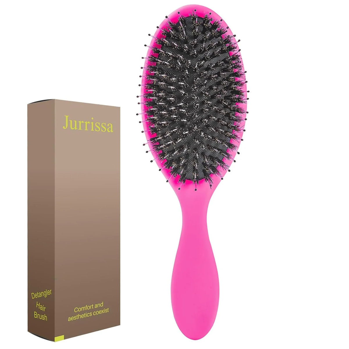 Boar Bristles Hair Brush for Women and Men, Detangling Hair Brush for Smoothing Massage Add Shine, Nylon&Boar Bristles Detangler brush for Hair Healthy (1 Pack-MintGreen)