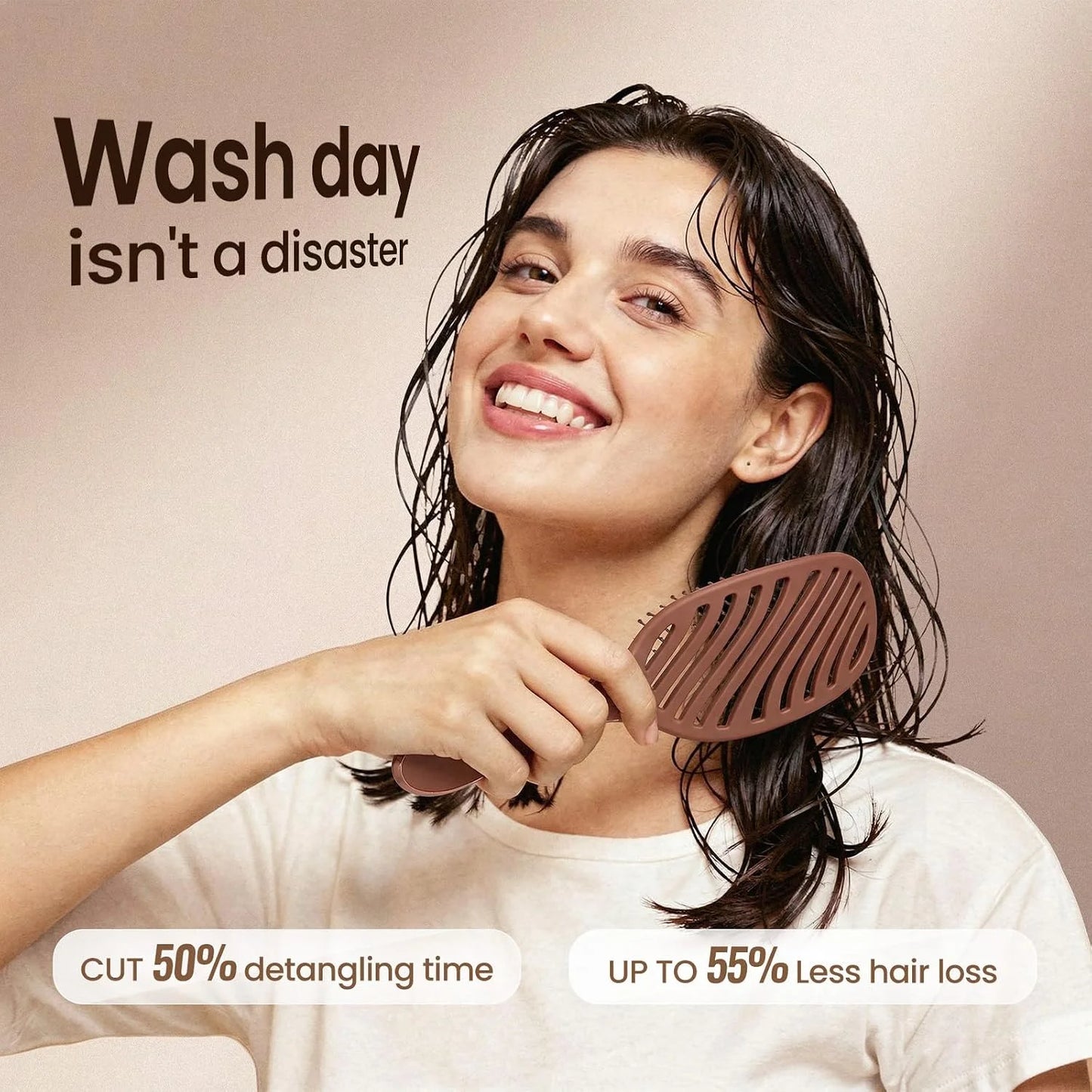 AIMIKE Detangler Paddle Hair Brush for Women & Fine Hair, Wet & Dry
