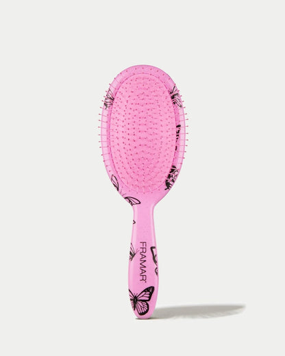 FRAMAR Checkered Hair Brush Detangler, Wet Hair Brushes For Women – Pink