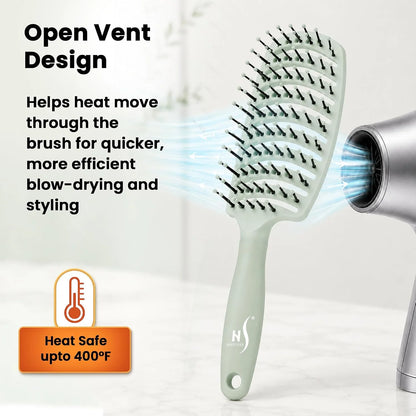 Herstyler Vent Brush for Hair - Detangler for Faster Blow Drying - Black
