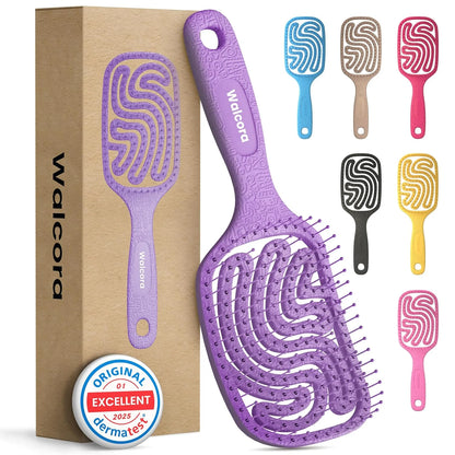 Detangler Brush – Pain-Free Detangling Hair Brush for Wet & Dry Hair – Effortless Detangling Brush for Curly, Fine & Tangled Hair – Hairbrush for Women, Men & Kids – Purple