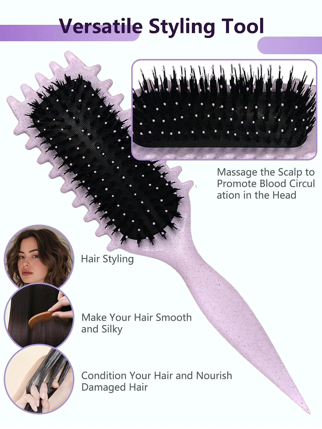 Blue Curl Defining Brush for Curly Hair – Detangling & Styling Brush for Women & Men, Defines 2A to 4C Curls, Reduces Frizz, Perfect for Wet & Dry Hair (Blue)
