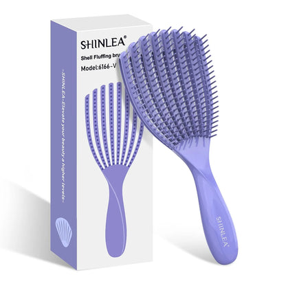 SHINLEA Detangler Brush for Curly Hair, Wet Dry Detangling Hair Brush for Thick Thin Wavy Hair, Gentle Detangle Hairbrush Reduces Breakage for Women Men Kids (Purple)
