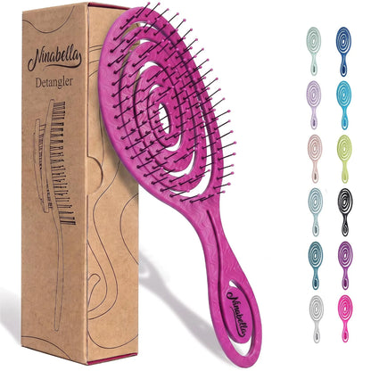 Ninabella Detangler Brush - No Tangle Hair Brush for Women, Fine, Thick and Long Hair - Hairbrush for Wet and Dry Hair, Gentle on the Scalp - Light Blue