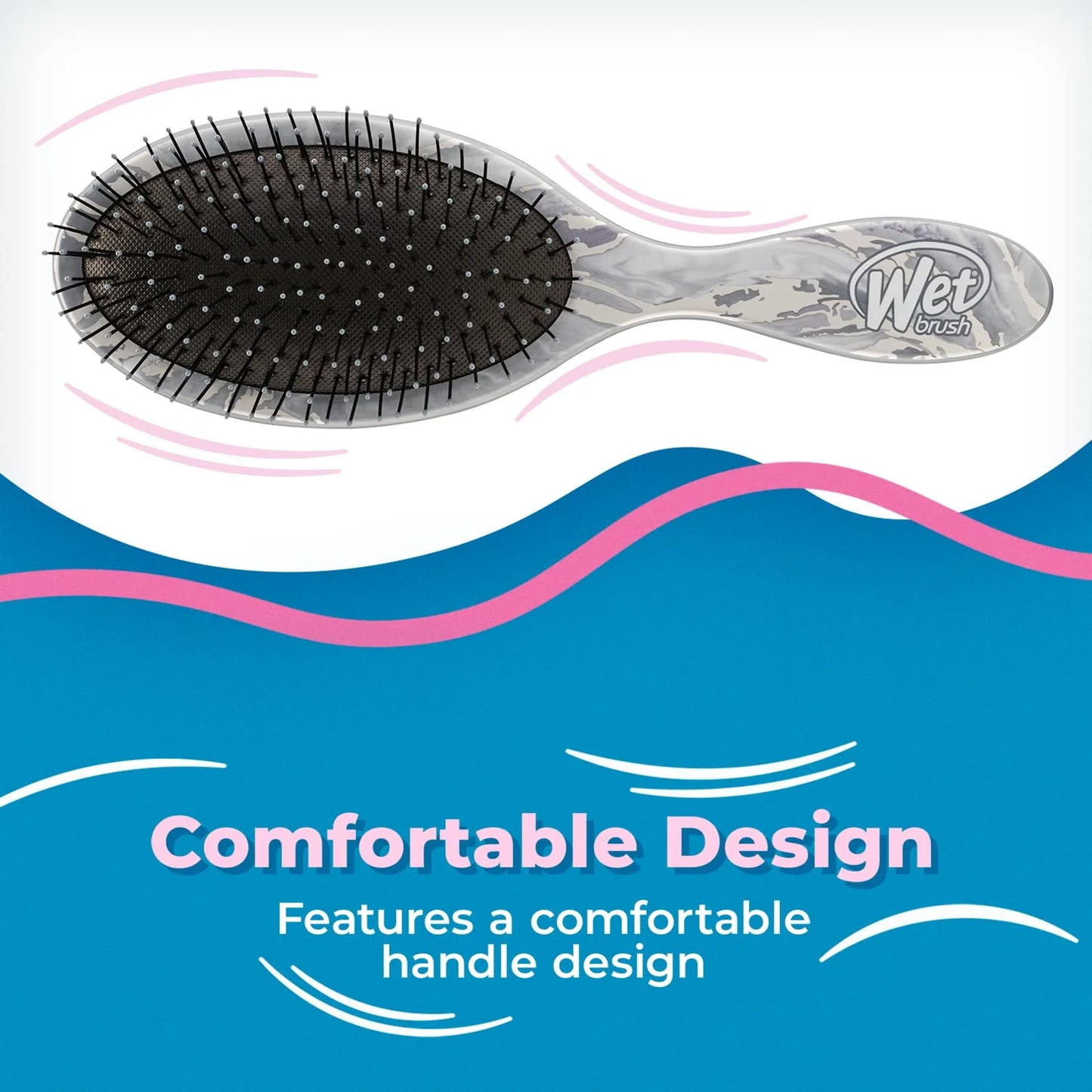 Wet Brush Original Detangler Hair Brush - Silver (Metallic Marble) - All Hair Types - Ultra-Soft IntelliFlex Bristles Glide Through Tangles with Ease - Pain-Free Comb for Men, Women, Boys and Girls