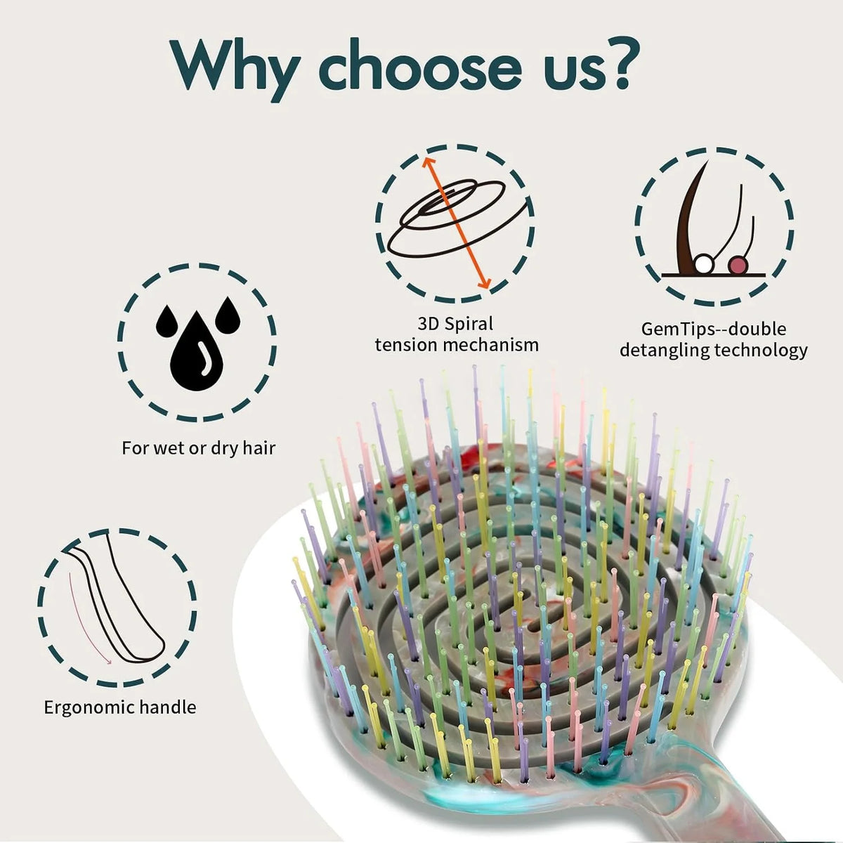 Detangling Wet Hair Brush for Thin or Straight Hair Wet or Dry,Star