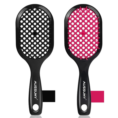 Vented Detangling Hair Brush - 2 Pack Detangler Hairbrush for Effortless Tangle Removal - Ultra-Soft Bristles -For Natural Curly Straight Wet Dry Damaged Hair for Women Men Kids