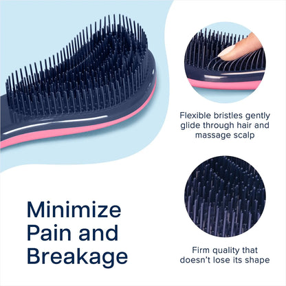 Crave Naturals Biggie Glide Thru Hair Brush - Detangler Brush for Curly, Straight, Wet or Dry Hair - Gentle Detangling Brushes for Adults, Kids, Toddlers - Hair Accessories for Women, 8.4x3.4" - Black