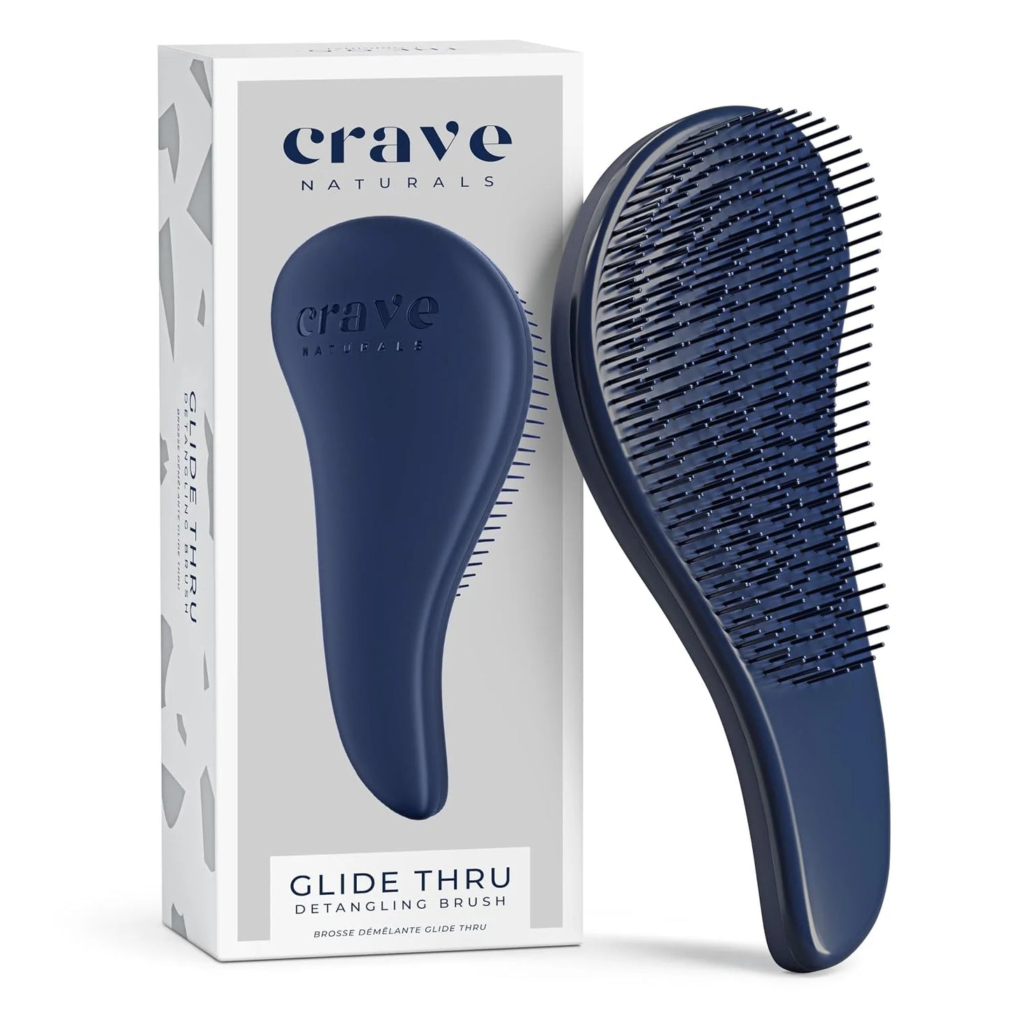 Crave Naturals Biggie Glide Thru Hair Brush - Detangler Brush for Curly, Straight, Wet or Dry Hair - Gentle Detangling Brushes for Adults, Kids, Toddlers - Hair Accessories for Women, 8.4x3.4" - Black