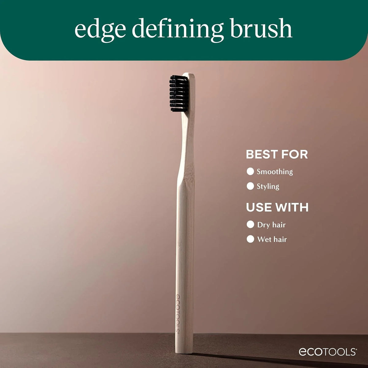 EcoTools Slick Back Hairbrush, Small Brush for Ponytail or Bun, 1 Count