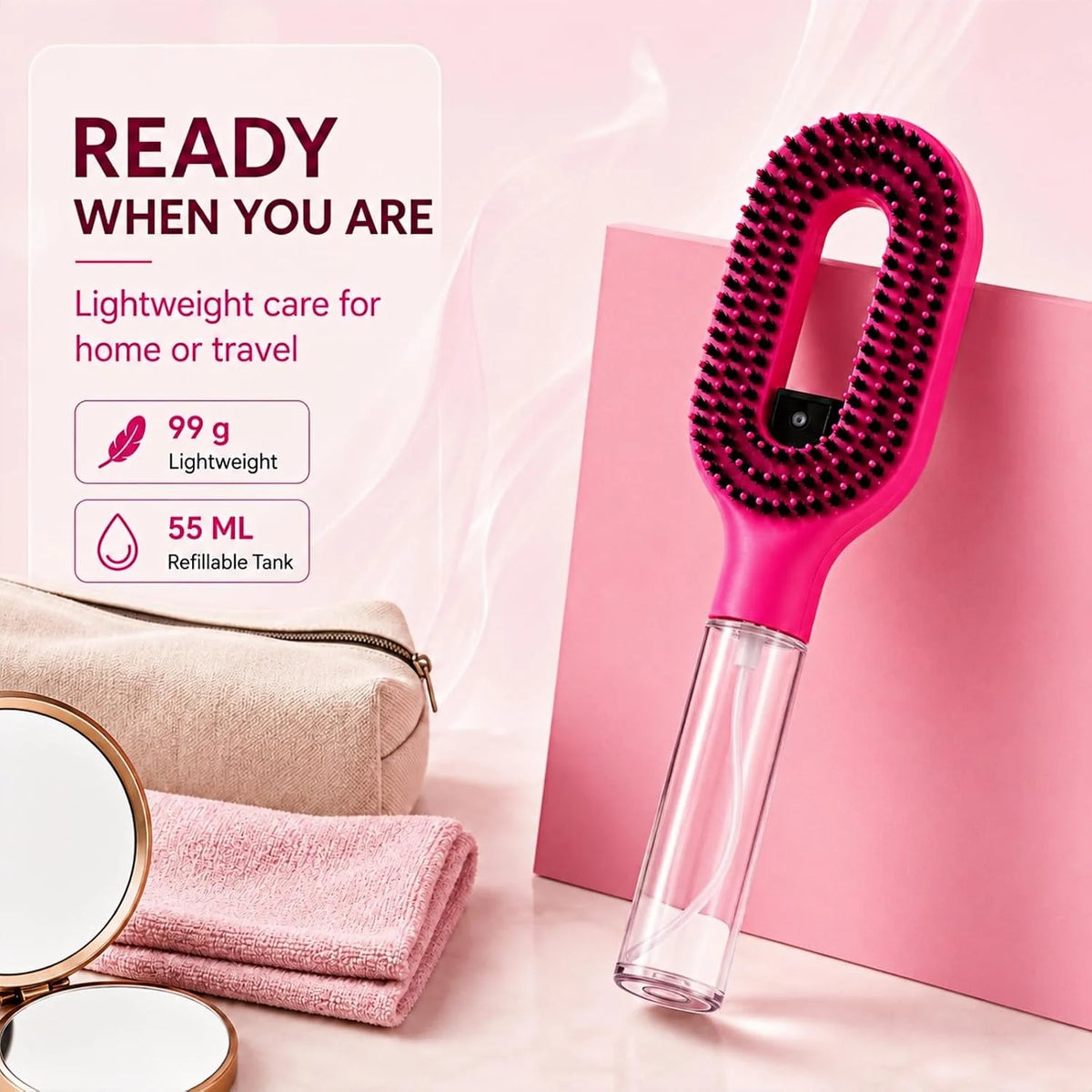2-in-1 Hair Brush with Water Spray Mister, Fine Mist Spray Brush for Hair Detangling Wet & Dry, Liquid Spraying Hairbrush for Curly Thick Hair & Kids (Sky Blue)