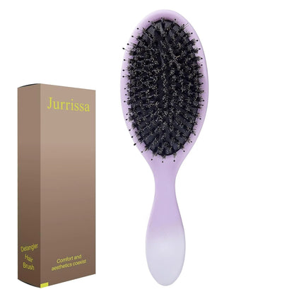 Boar Bristles Hair Brush for Women and Men, Detangling Hair Brush for Smoothing Massage Add Shine, Nylon&Boar Bristles Detangler brush for Hair Healthy (1 Pack-MintGreen)