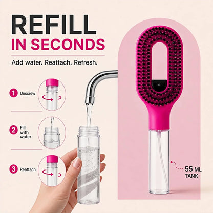 2-in-1 Hair Brush with Water Spray Mister, Fine Mist Spray Brush for Hair Detangling Wet & Dry, Liquid Spraying Hairbrush for Curly Thick Hair & Kids (Sky Blue)